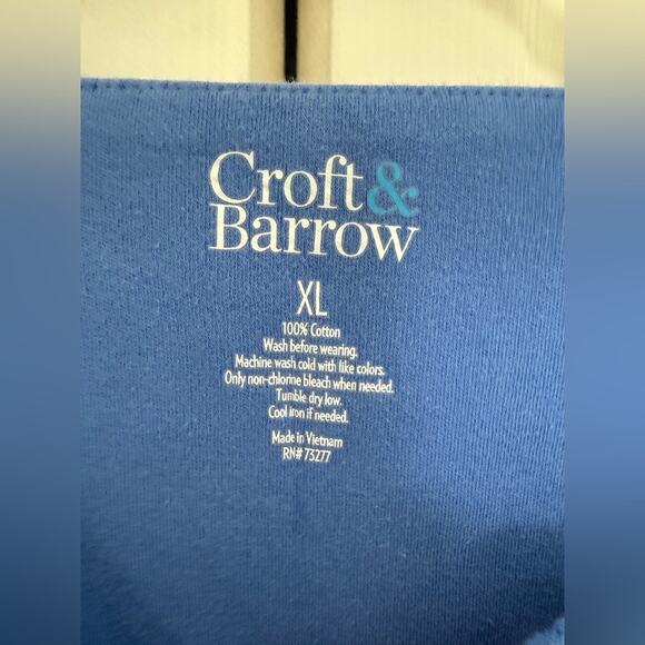 Croft & Barrow 100% Cotton Royal Blue V-Neck Tee T-Shirt Short Sleeve Size XL - Picture 3 of 4